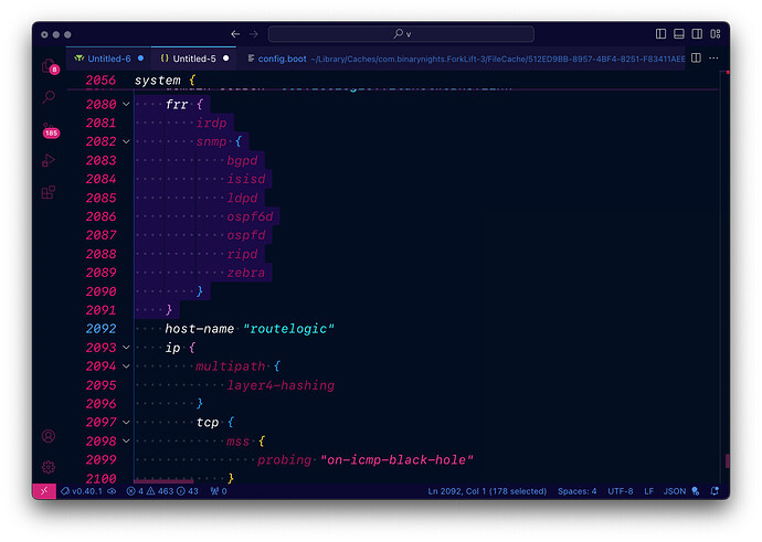 config → system { frr { 🧨 } }